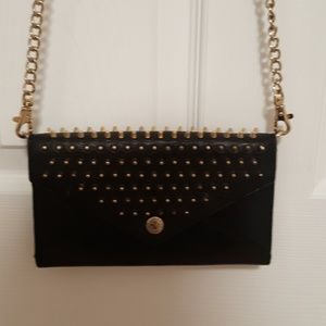Rebecca minkoff black studded wallet on a chain